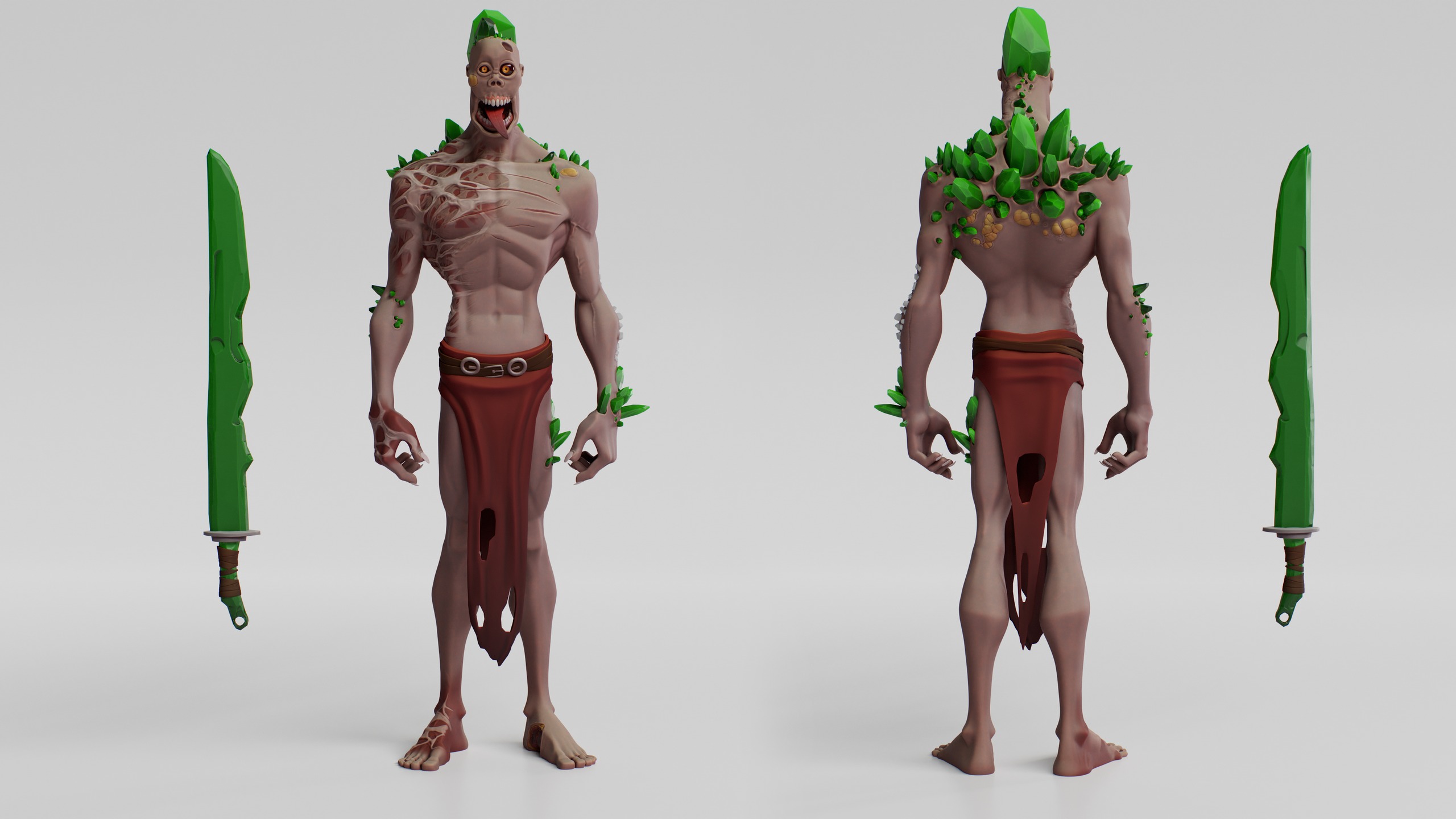 With weapon front/back